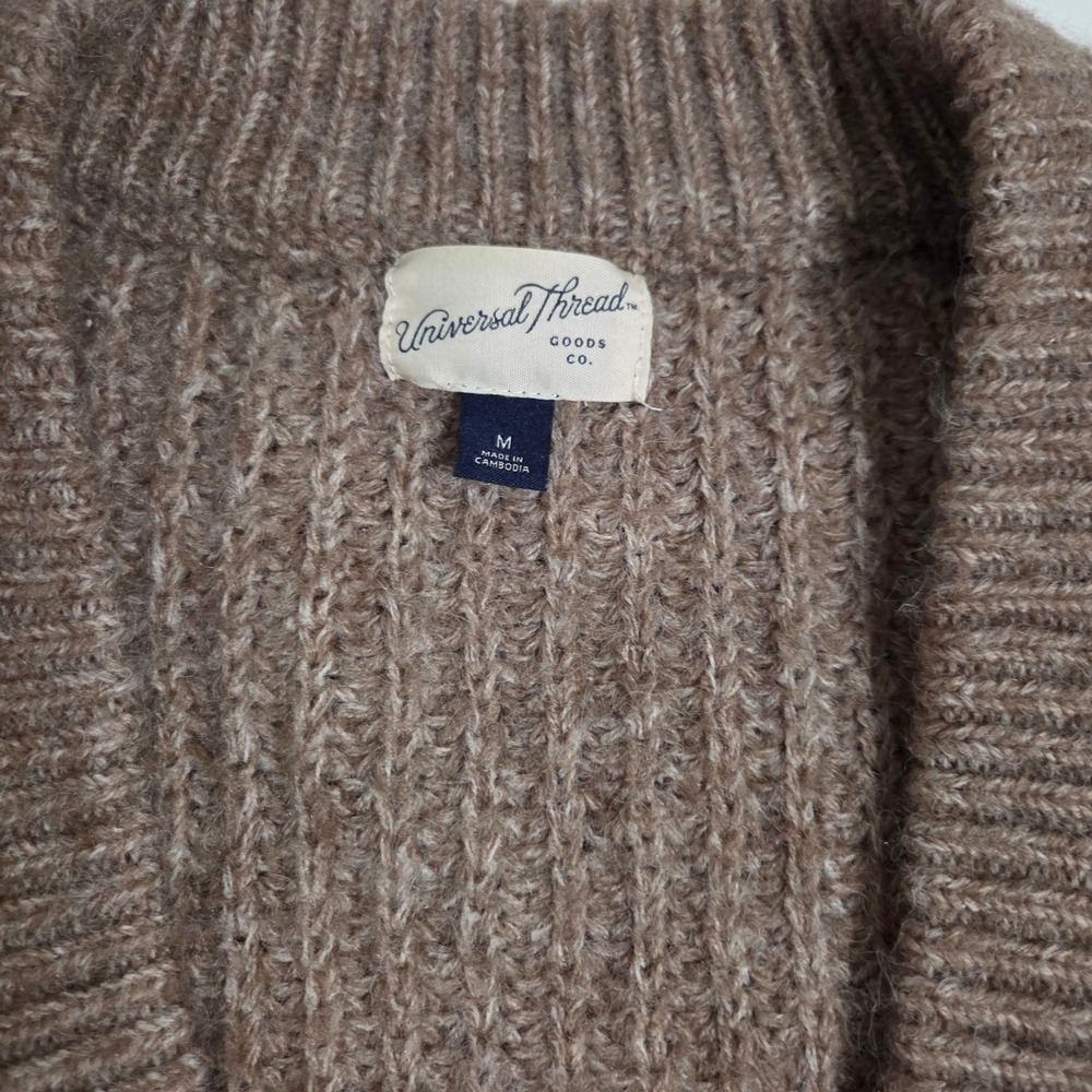 Universal Thread Womens Oversized Ribbed Cardigan Sweater Taupe Marl Medium - Picture 4 of 10